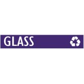 Outdoor Recycling Decal for GeoCube Recycling Receptacle - White on Clear, “GLASS”